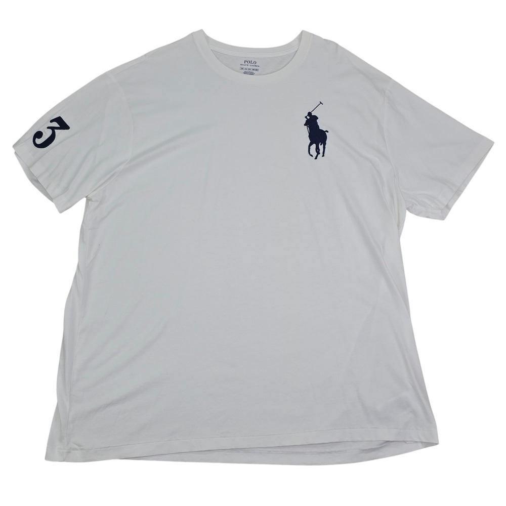 Polo Ralph Lauren Big Pony T-Shirt Mens 2XB White  Short Sleeve Tee 2X Big Logo